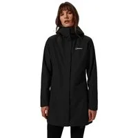 Berghaus Softshelljacke OMEARA LONG SHELL JKT AF mit verstellbarer Kapuze, atmungsaktiv, wasserdicht, lange Passform