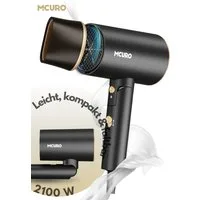 MCURO Haartrockner Leicht, kompakt & kraftvoll – der faltbare föhn für unterwegs, 2100 W, Hair Dryer, 2 Stufen + Kaltblitz Föhn mit Diffusor/Konzentratordüse