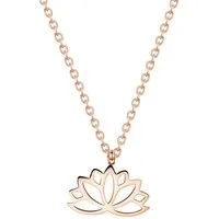 Hey Happiness Kette mit Anhänger Kette Damen Blume hängend, Edelstahlkette Charm, Halskette Damen Lotus 18K Gold Roségold, wasserfest