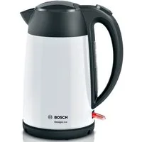 BOSCH Wasserkocher DesignLine TWK3P421, Ausgießen ohne Spritzer, Tassenanzeige, 1,7 l, 2400 W, Überhitzungsschutz, Weiß