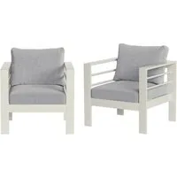 MeXo Gartenlounge-Set XXL Gartenmöbel Set Aluminium Outdoor, (cremeweiß, harmonieren mit Licht bei Nacht, 2-tlg., Passt zum skandinavischen, mediterranen oder minimalistischen Stil), wetterfest Gartenstuhl Gartensessel Balkonstuhl für 1-2 Personen