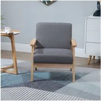 HOMCOM Relaxsessel Loungesessel mit Armlehnen, Polstersessel in Leinenoptik (Akzentsessel, 1-St., Sessel), Grau, 64 x 70 x 72 cm