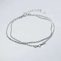 Color Design Armband S925 Silber Armband Damen mit Kreuz Anhänger doppelreihige Kette, modernes Schmuckstück stilvoll für Alltag Freizeit festliche Anlässe