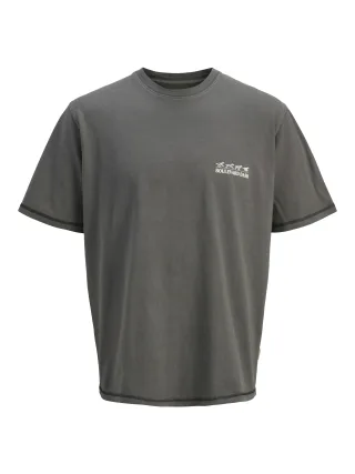 JACK&JONES - JORLIVERPOOL PRINT TEE SS CREW NECK TG asphalt - Gr. - L
