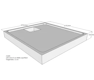 Neuesbad Wannenträger für Bette superflach 120x110x3,5 SD22779
