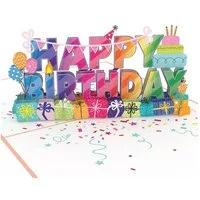 papercrush Geburtstagskarte Happy Birthday Pop-Up Karte, Handgemacht, Lasergeschnitten, Pop Up