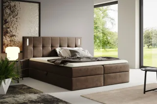 Boxspringbett Schlafzimmerbett MARTIM PREMIUM 140x200cm Stoff Fresh Braun