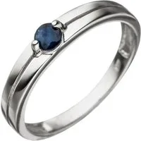 Schmuck Krone Goldring Damenring mit Saphir, 333 Weißgold, Gold 333