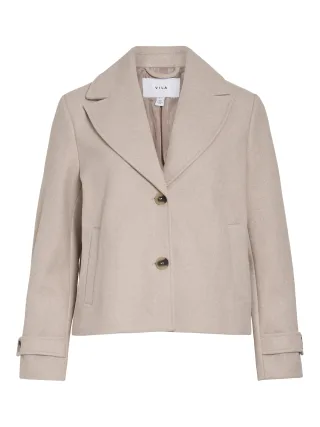 VILA - VISOLO L/S SHORT JACKET/TES/2 Natural Melange - Gr. - 36