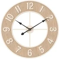 GarveeMore Wanduhr 60cm Große Wanduhr Holzoptik Vintage Leise
