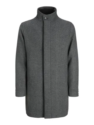 JACK&JONES - JPRCCKEITH WOOL BLEND STANCOLLAR COAT SN Dark Grey Melange - Gr. - XXL