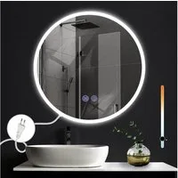 Nettlife Badspiegel spiegel mit Beleuchtung Rund 60cm, zimmerspiegel mit Touch-Schalter und Entfogger-Funktion