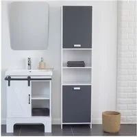 HTI-Living Badregal Badregal Grau/Weiß Thekla, Stück 1-tlg., Hochschrank Badschrank