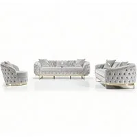 Palms-Store Sofa -Set MIRA mit Knopfheftung in 5 edlen Farbvarianten, 3-Sitzer + 3-Sitzer + Sessel
