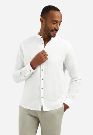 No Excess - Shirt With Linen Granddad white - Gr. - XL