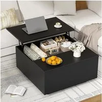FABATO Couchtisch eckig höhenverstellbar mit verstecktem Staufach Landhaus-Design (1-St), für Wohnzimmer & Home Office