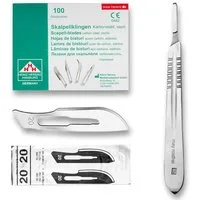 May Cuttermesser Skalpellklingen Set Fig. 20 (100 Stk) aus Karbonstahl, steril