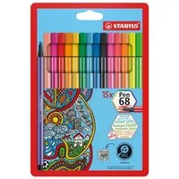 STABILO Faserstift STABILO Pen 68 Filzstift - 1 mm - 15er Etui