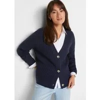 bonprix Strickjacke lockere Passform, Ripp-Optik, unifarben, mit 3-Knopf-Verschluss