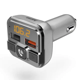 Hama Bluetooth FM Transmitter fürs Autoradio mit Kfz Ladegerät Freisprecheinrichtung (Auto Adapter für Zigarettenanzünder Buchse mit Anschlüssen für microSD USB Stick und QC 3.0 zum Laden) Silber