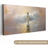 OneMillionCanvasses® Leinwandbild Panorama Kunstdrucke - Welle - Jesus - Abstrakt, Fotodruck (1 St), Wandbild, Deko Schlafzimmer Wohnzimmer Flur 40x20 cm