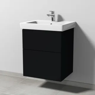 Sanipa 3way Waschtischunterbau zu Villeroy & Boch Subway 2.0 Waschtisch mit 2 Auszügen, Schwarz-Matt SF61108