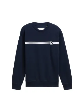 Denim Tom Tailor - Crewneck Sweatshirt mit Print sky captain blue - Gr. - S