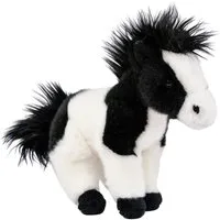Teddys Rothenburg Kuscheltier Pferd schwarz/weiß stehend 20 cm Plüschpferd (Stoffpferd Ponys Plüschpferd, Fohlen aus Plüsch)