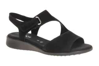 Gabor 82.803.47 Damen Sandalette Schwarz Soft Nubuk Textil Komfort Fu?bett
