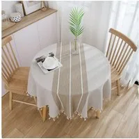 FELIXLEO Tischdecke Tischdecke Rund 140 cm Abwaschbar Baumwolle Staubdicht Tischtuch