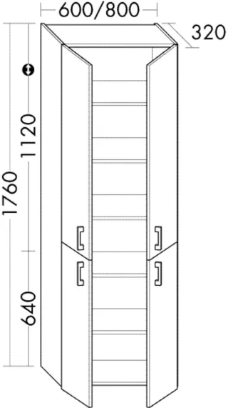 Burgbad Hochschr.Sys30 PG4 Sana 1760x800x320 Eiche Weiß, HSUF080F6335 HSUF080F6335