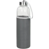 elasto Trinkflasche 700 ml Glasflasche "Pure" Wasserflasche mit softer Hülle, Sportflasche, Für Unterwegs, Bottle, Schule und Arbeit, Kautschukhülle