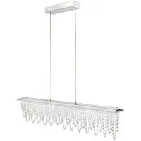 WILGOON LED Pendelleuchte 38W Kristall Pendelleuchte Esszimmer Kronleuchter 180 cm Dimmbar, LED fest integriert, Kaltweiß, Naturweiß, Warmweiß, LED Hänge Leuchte Kristall Pendel mit Fernbedienung, Höhe verstellbar