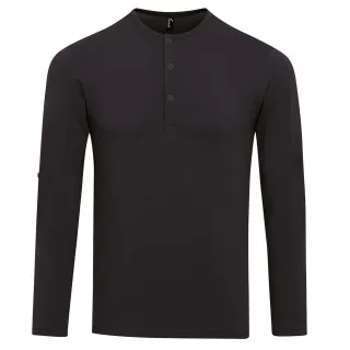 Premier Mens Long John Roll Sleeve Tee (Schwarz)