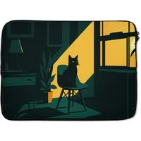MuchoWow Laptop-Hülle Schwarze Katze - Geheimnisvoll - Gelbe Tranche 14 Zoll, Schutzhülle für Laptop, Schutz gegen Kratzern, Laptoptasche