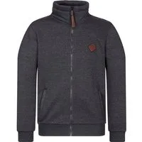 naketano Sweatjacke Herren hoher Stehkragen, Reißverschluss, Eingrifftaschen, meliert Rippbündchen, Kordelzug, Logo-Patch, Regular Fit, casual, Streetwear