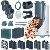 Genius Gemüseschneider Nicer Dicer Electro PRO Set 32-tlg., sage, Gemüseschneider, 80 W, Präzise und gleichmäßige Ergebnisse in Sekundenschnelle