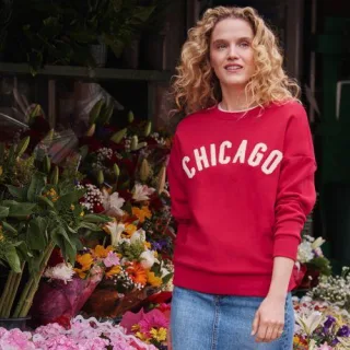 Beflocktes Sweatshirt für Damen, Damen, size: regular, Rot, Baumwolle/Polyester, by Lands' End