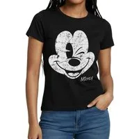 Spreadshirt T-Shirt Mickey & Minnie Retro Mickey Mouse Zwinkernd Frauen T-Shirt (1-tlg)