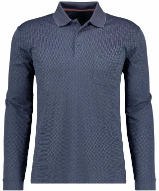 RAGMAN - Sofknit-Poloshirt Jacquard, Langarm Marine - Gr. - XXL
