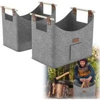 FIVMEN Kaminholzkorb Brennholzkorb Filzkorb 2 Stück Holzkorb Kaminholz (mit Griff Feuerholzkorb für Feuer Brennholz)