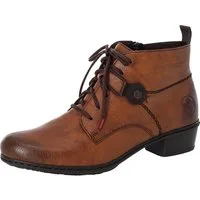 Rieker Schnürstiefelette Schnürboots, Blockabsatz, mit Logoprägung an der Ferse