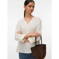 Vero Moda Blusenshirt VMKAJA LS V-NECK FOLD-UP TOP WVN mit Raglan-Ärmeln