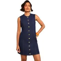 Love & Roses Jeanskleid Love & Roses Minikleid mit Bogenkante (1-tlg)