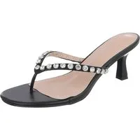 Ital-Design Damen Sandalette mit Schmuckdetails & Absatz Zehentrenner (92002697) Pfennig-/Stilettoabsatz Zehentrenner in Schwarz