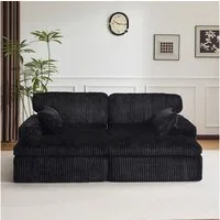 Leawin Sofa Cordsofa 2-Sitzer mit Bettfunktion, modernes Schlafsofa für Wohnzimmer, Weicher Cordbezug, flexible Kombination & ideal für kleine Räume