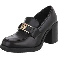 Ital-Design Elegante Absatzschuhe mit Detailverschluss für Damen High-Heel-Pumps (90793454) Blockabsatz Pumps in Dunkelbraun