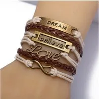 Firetti Armband Schmuck Messing Leder DREAM believe Love Infinity Unendlichkeit, Made in Germany