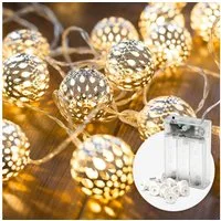 COZY HOME LED-Lichterkette Marokkanische Batterie und Stecker -, 20 LEDs I Timer-Funktion I Warmweiß I Lichterkette Innen