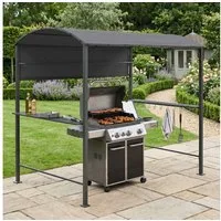 en.casa Grillpavillon, »Pyrgos« mit Runddach 215 x 220 x 140 cm Stahlgestell Dunkelgrau